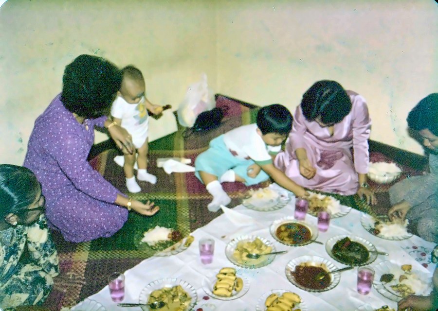 A family meal, 1982 — after correction